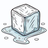 Ice cube melting drawing illustration for summer drink and design vector