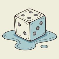 Illustration of melting dice game cube for casino gambling and board games fun vector