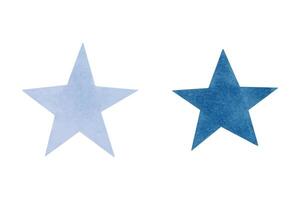 Blue stars. Watercolor and marker illustration. Clip art of space elements of the sky. Hand drawn isolated art. Night lights for children's room design, textiles vector