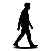Silhouette of a Man Walking Sideways in Black on White Background vector