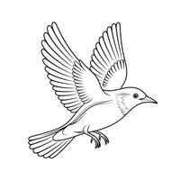 Black and white bird illustration with outstretched wings in flight against white background vector