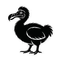 Black and white stylized illustration of a Dodo bird standing on a white background vector