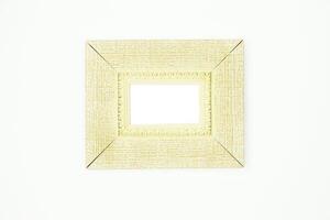 The frame is light, silver, the frame is white with gold edging on a white background. photo