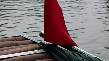 Red flag on boat in Vietnamese river video