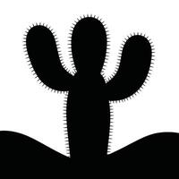 Black Cactus Silhouette with Spikes on White Background vector