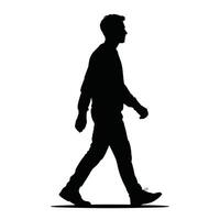 Black Silhouette of a Man Walking Sideways on White Background vector