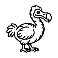 Black outline drawing of a Dodo bird on a white background vector