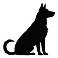 Black Silhouette of a Sitting Dog Profile on White Background vector