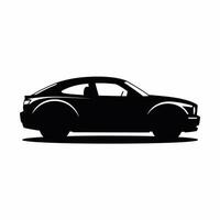 Black Silhouette of a Coupe Car Side View on White Background vector