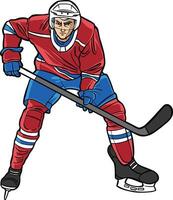 Cartoon Professional Ice Hockey Player Red Jersey Uniform color vector