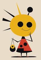 Cartoon character in the style of Joan Miro Abstract with Geometric Shapes. vector