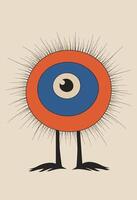 Cartoon in the style of Joan Miro Abstract Painting with Geometric Shapes. vector