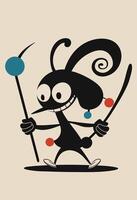 Cartoon character in the style of Joan Miro Painting with Shapes. vector
