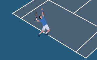 Great editable illustration of tennis player with smash in action best for your digital design and print vector