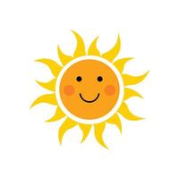 flat funny sun face icon illustration isolated on white background vector