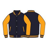 Casual varsity jacket mockup front and back view vector