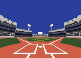 Baseball stadium with green field vector