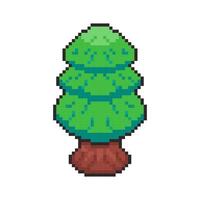 Pixel art green Tree game asset design vector