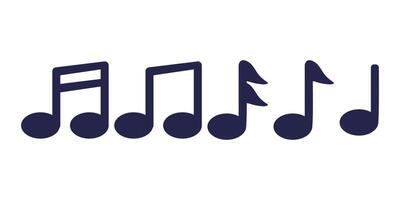 Set of Simple Music Notes Silhouettes vector
