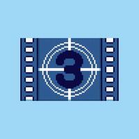 Pixel art Film Countdown Number 3 game asset design vector