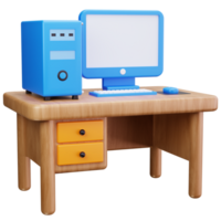 3D Icon Computer Desk Office Setup png