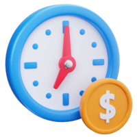 3D Icon Clock Coin Time Value png