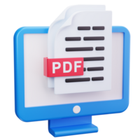 3D Icon PDF Document On Screen png