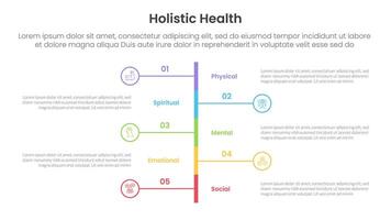 holistic health infographic template banner with vertical timeline stype left and right with 5 point list information for slide presentation vector