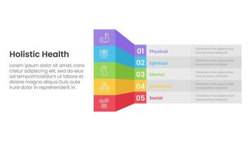 holistic health infographic template banner with creative box table shadow 3d style with 5 point list information for slide presentation vector