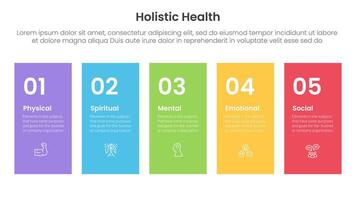 holistic health infographic template banner with height rectangle shape balance with 5 point list information for slide presentation vector