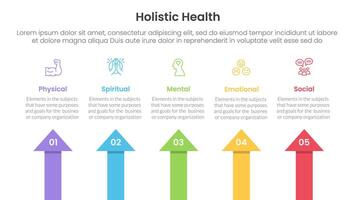 holistic health infographic template banner with arrow shape top direction with 5 point list information for slide presentation vector
