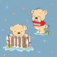 Peek-a-Boo Fun with Cute Bears vector