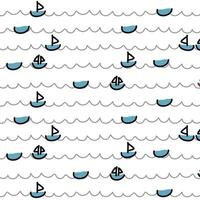 Cute Sailing Ships Pattern Design vector