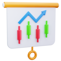 3D Icon Candlestick Chart Slide Analysis png