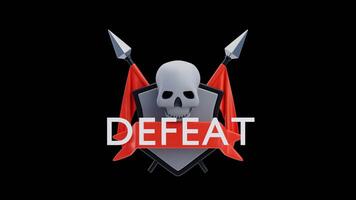 3D Animation of Defeat screen with skull video
