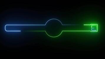 hand clock neon animation black background. video