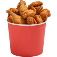 Fried Chicken in Red Paper Bucket png