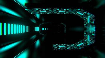 Turquoise and Red Alien Neon Tech Cyber Tunnel Background VJ Loop in 4K video