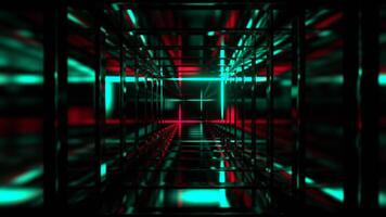 Turquoise and Pink Square Fantasy Tunnel with Neon Movement On Frame Background VJ Loop in 4K video