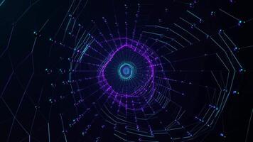 Turquoise and Purple Infinite Neon Grid Fabric Background VJ Loop in 4K video