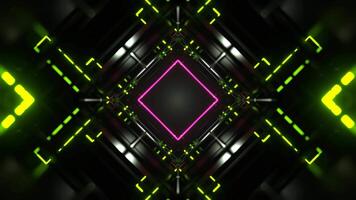 Pink and Light Green Neon Glowing Wireframe Space Background VJ Loop in 4K video