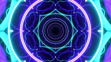 Turquoise and Purple Ring Neon Flashing Mirror Tunnel Background VJ Loop in 4K video