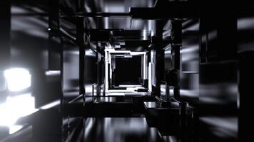White Infinite Strobe Sci Fi Corridor Made of Metal Blocks Background VJ Loop in 4K video
