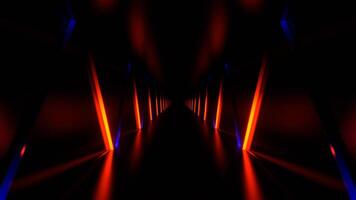 Blue and Orange Endless Tunnel with Neon Light Movement in Zigzag Background VJ Loop in 4K video