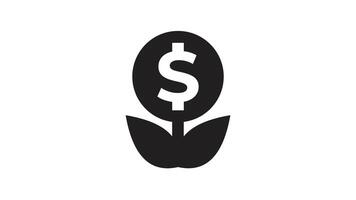 Animated sprout icon with dollar sign representing financial growth, investment or sustainable business. Suitable for projects, financial presentations, fintech, startups and educational content. video