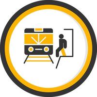 Urban Subway Station Entrance Glyph Two Color Circle vector