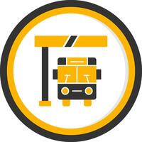 Covered Bus Shelter Glyph Two Color Circle vector