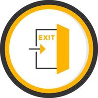 Illuminated Exit Direction Sign Glyph Two Color Circle vector