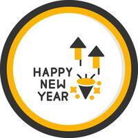 Cheerful Happy New Year Card Glyph Two Color Circle vector