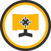Ultra Wide Gaming Monitor Glyph Two Color Circle vector